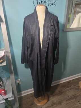 Timeless and Chic Long Open Front Black Vintage Duster Coat